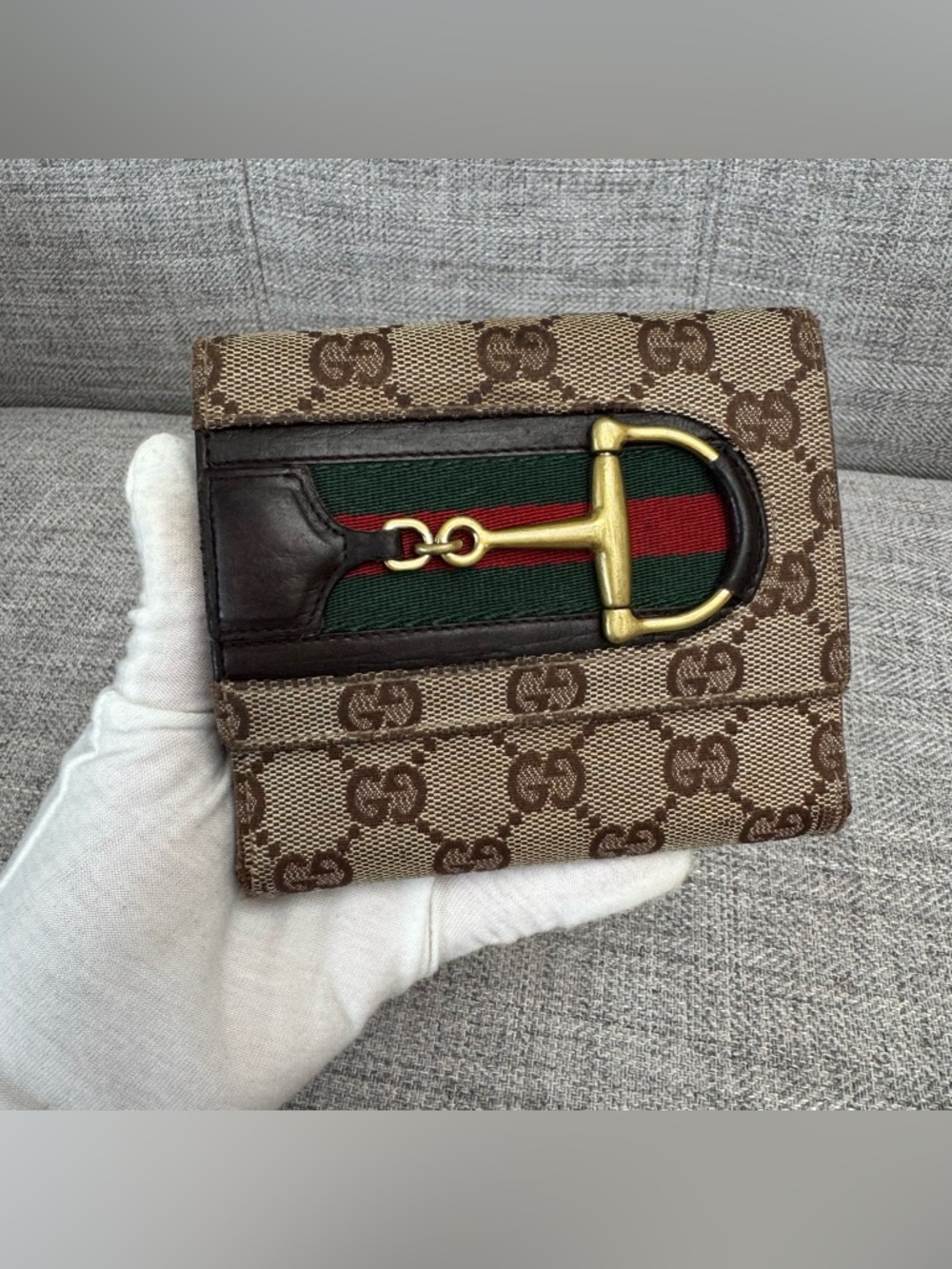 ✨GG Canvas Vintage Web Horsebit Compact Wallet✨ - Picture 17 of 17